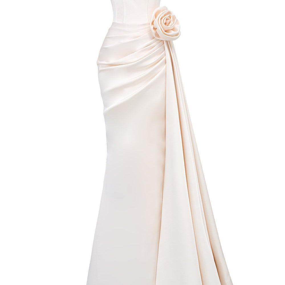 Henrik Mermaid Asymmetric Sleeved Silk Floor Length Dress - MEAN BLVD