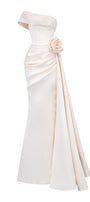 Henrik Mermaid Asymmetric Sleeved Silk Floor Length Dress - MEAN BLVD