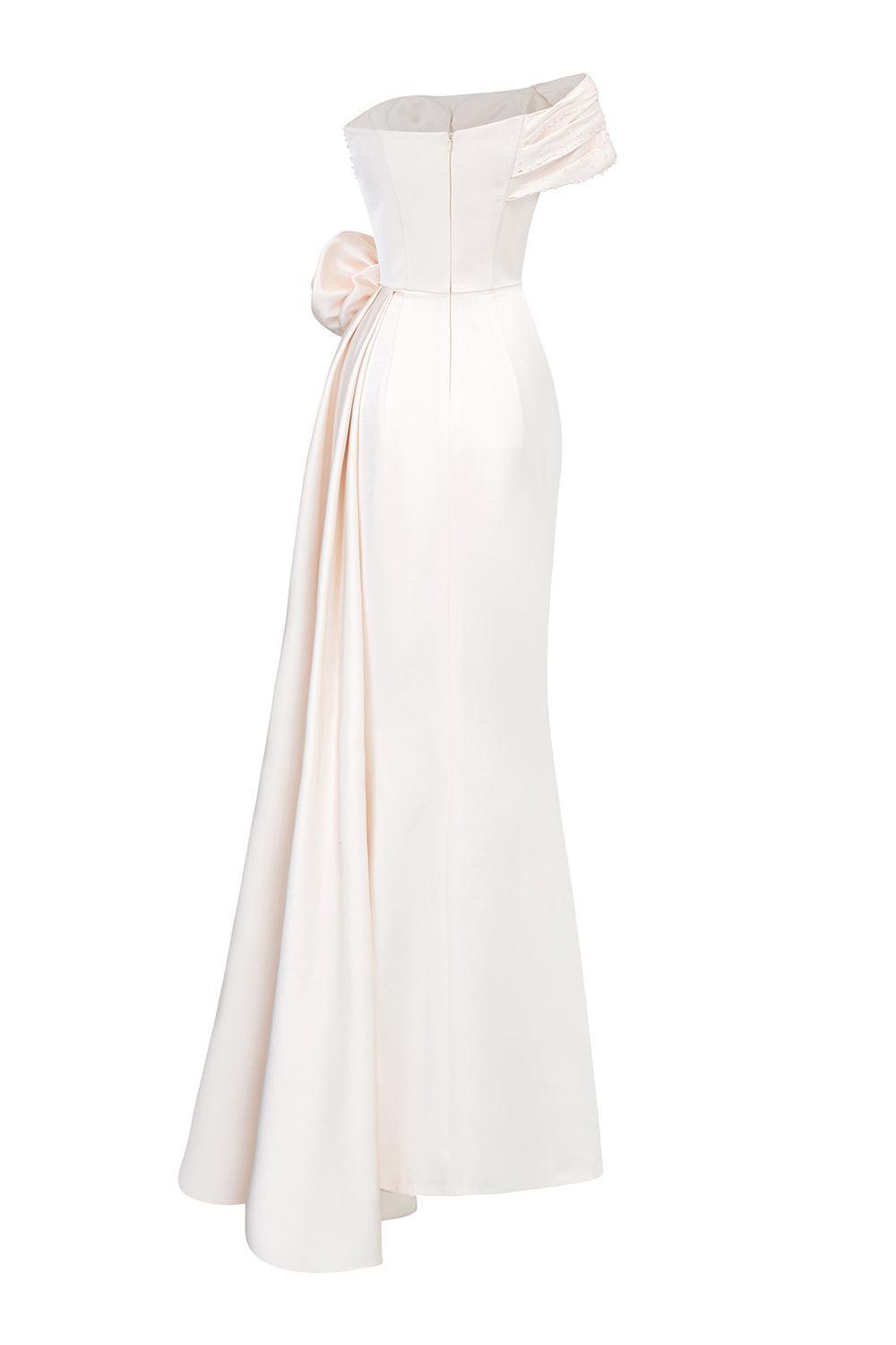 Henrik Mermaid Asymmetric Sleeved Silk Floor Length Dress - MEAN BLVD