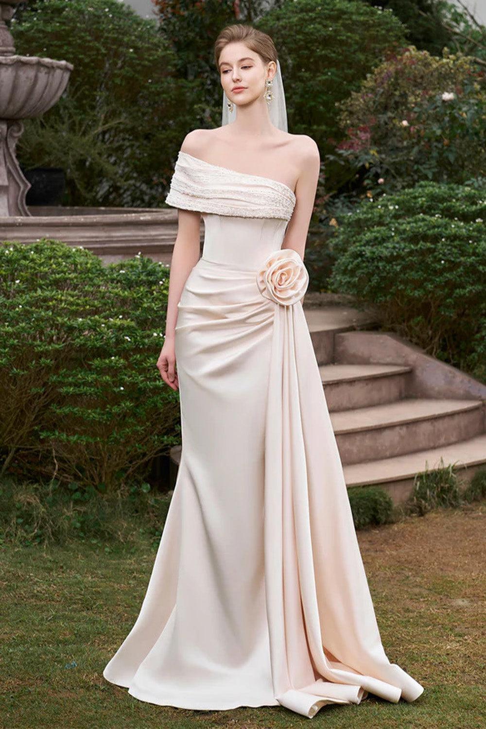 Henrik Mermaid Asymmetric Sleeved Silk Floor Length Dress - MEAN BLVD