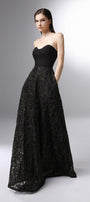 Heraldry A-line Open Shoulder Embroidered Lace Floor Length Dress - MEAN BLVD