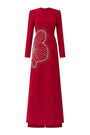Heritg Sheath Long Sleeved Velvet Satin Floor Length Ao Dai - MEAN BLVD