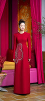 Heritg Sheath Long Sleeved Velvet Satin Floor Length Ao Dai - MEAN BLVD