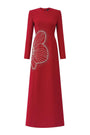 Heritg Sheath Long Sleeved Velvet Satin Maxi Dress - MEAN BLVD