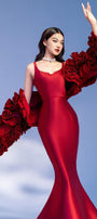 Hermeri Mermaid Flower Applique Taffeta Floor Length Set - MEAN BLVD