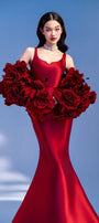 Hermeri Mermaid Flower Applique Taffeta Floor Length Set - MEAN BLVD