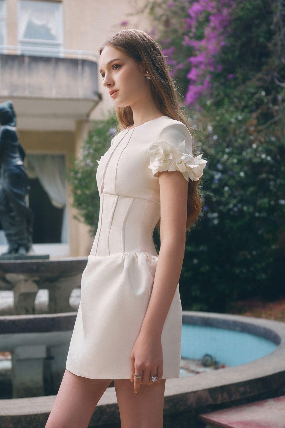 Hermosa Pegged Corset Waist Taffeta Mini Dress - MEAN BLVD