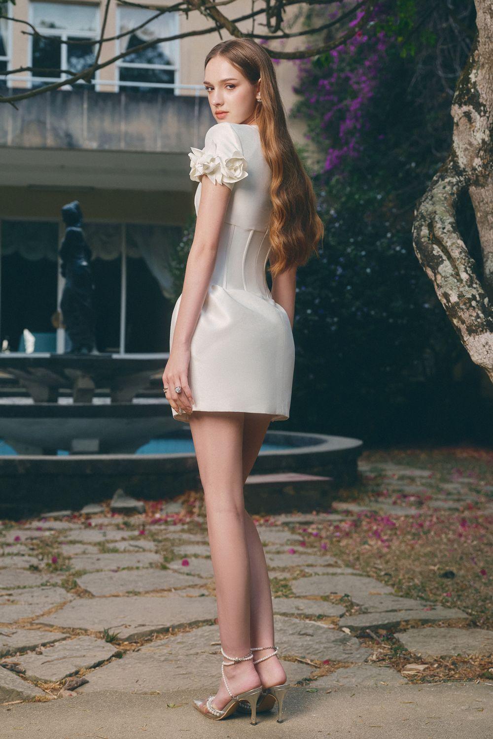 Hermosa Pegged Corset Waist Taffeta Mini Dress - MEAN BLVD