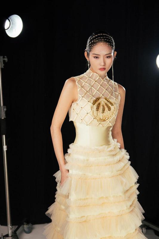 Hester Layered Sleeveless Mesh Silk Floor Length Dress - MEAN BLVD