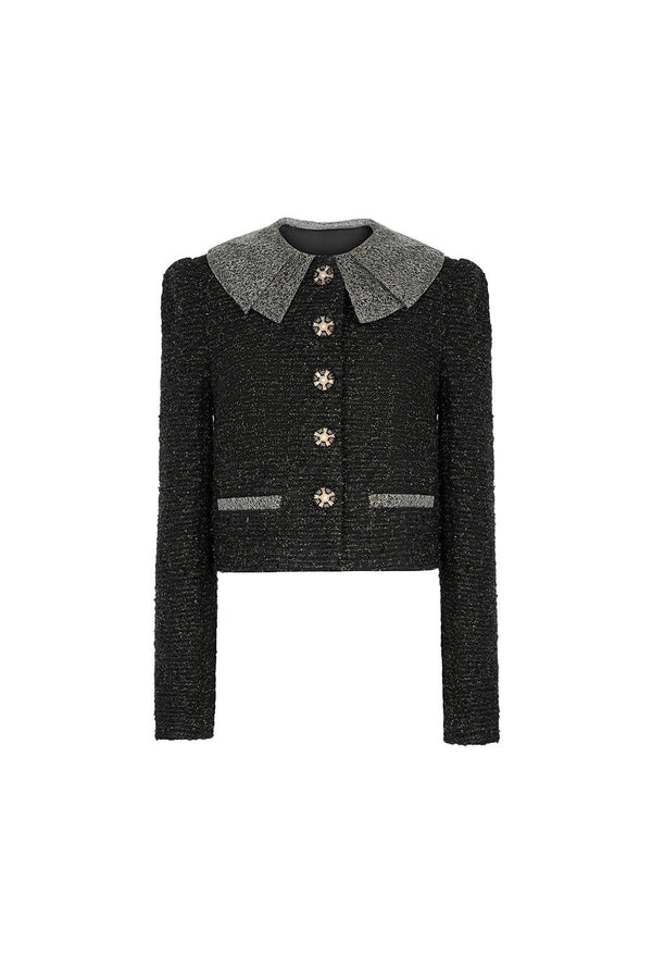 Hestia Cropped Button Tweed Jacket - MEAN BLVD
