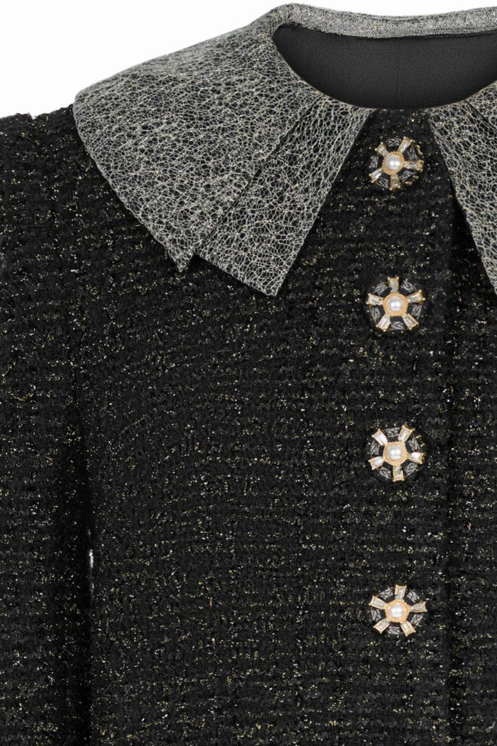 Hestia Cropped Button Tweed Jacket - MEAN BLVD