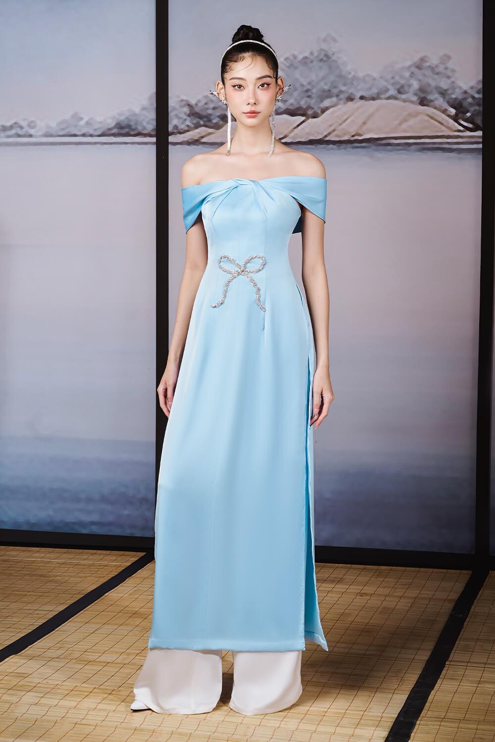 Hi Van A-line Twisted Silk Satin Ankle Length Ao Dai - MEAN BLVD