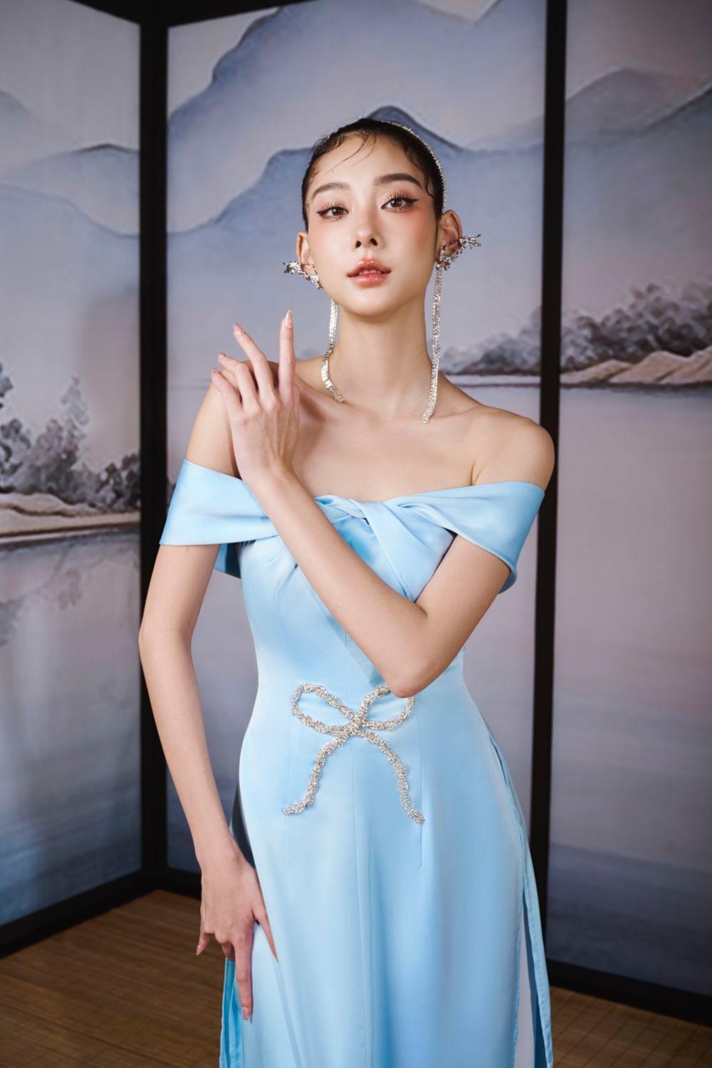 Hi Van A-line Twisted Silk Satin Ankle Length Ao Dai - MEAN BLVD