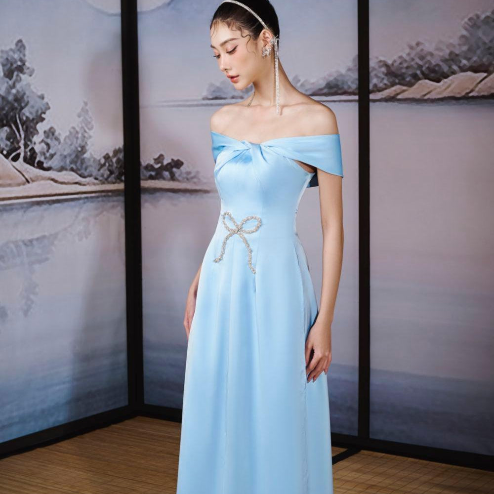 Hi Van A-line Twisted Silk Satin Ankle Length Ao Dai - MEAN BLVD