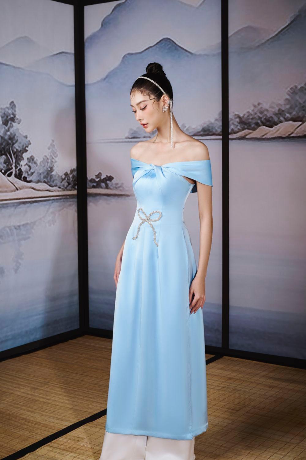 Hi Van A-line Twisted Silk Satin Ankle Length Ao Dai - MEAN BLVD