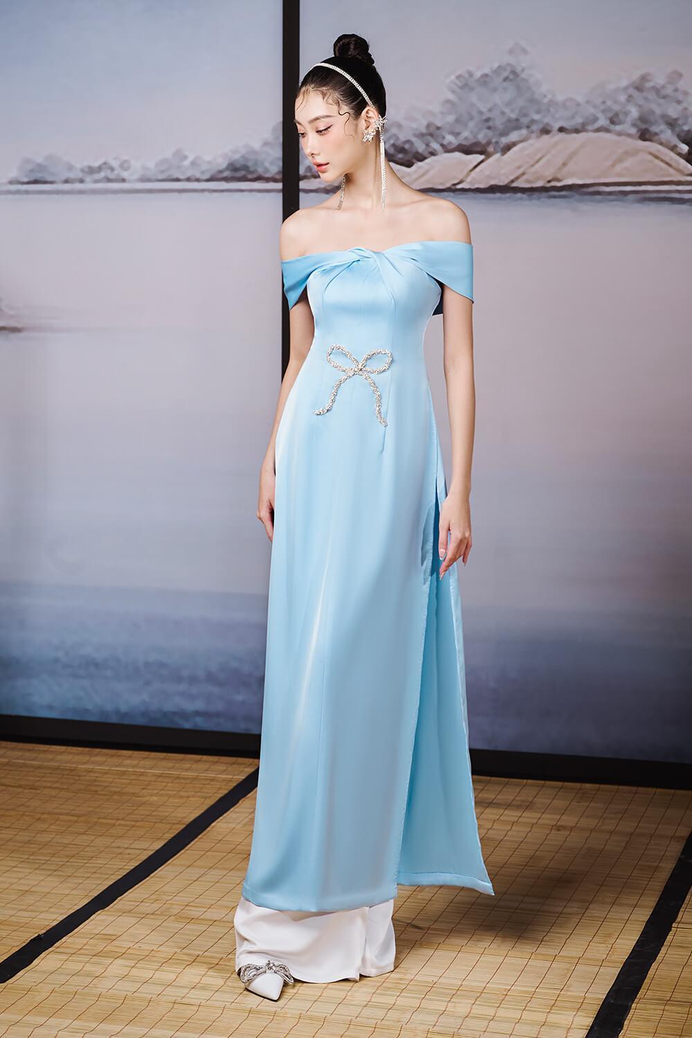 Hi Van A-line Twisted Silk Satin Ankle Length Ao Dai - MEAN BLVD