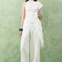 Hibiscus Straight Wide Leg Twill Floor Length Pants - MEAN BLVD