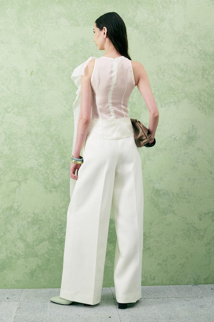 Hibiscus Straight Wide Leg Twill Floor Length Pants - MEAN BLVD