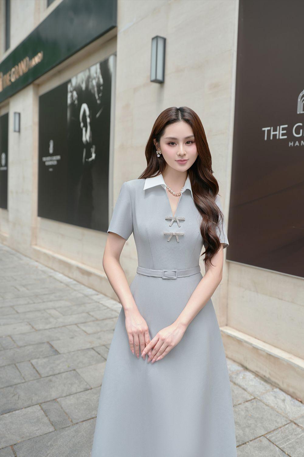 Hilga A-line Collared Neck Linen Cotton Midi Dress - MEAN BLVD