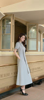 Hily A-line V-Neck Linen Cotton Midi Dress - MEAN BLVD
