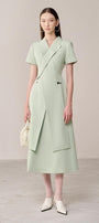 Hisole Crossover Short Sleeved Linen Cotton Midi Dress - MEAN BLVD