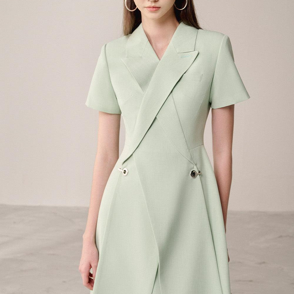 Hisole Crossover Short Sleeved Linen Cotton Midi Dress - MEAN BLVD