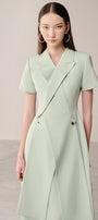 Hisole Crossover Short Sleeved Linen Cotton Midi Dress - MEAN BLVD