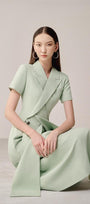 Hisole Crossover Short Sleeved Linen Cotton Midi Dress - MEAN BLVD
