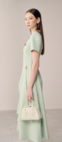 Hisole Crossover Short Sleeved Linen Cotton Midi Dress - MEAN BLVD