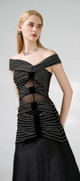 Hodges Drop Waist Off-Shoulder Organza Floor Length Dress - MEAN BLVD