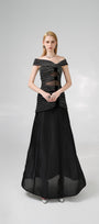 Hodges Drop Waist Off-Shoulder Organza Floor Length Dress - MEAN BLVD