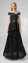 Hodges Drop Waist Off-Shoulder Organza Floor Length Dress - MEAN BLVD