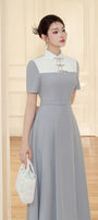 Holiday A-line Short Sleeved Linen Cotton Midi Dress - MEAN BLVD
