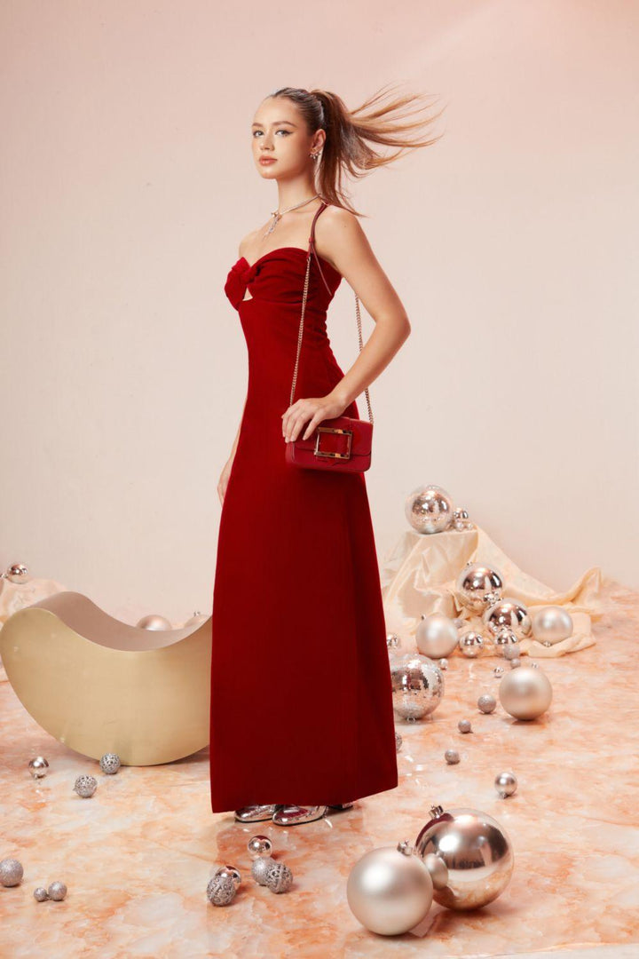 Holly Sheath Sleeveless Cotton Velvet Floor Length Dress - MEAN BLVD
