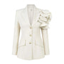 Hori Structured Ruffled Wool Blend Blazer - MEAN BLVD