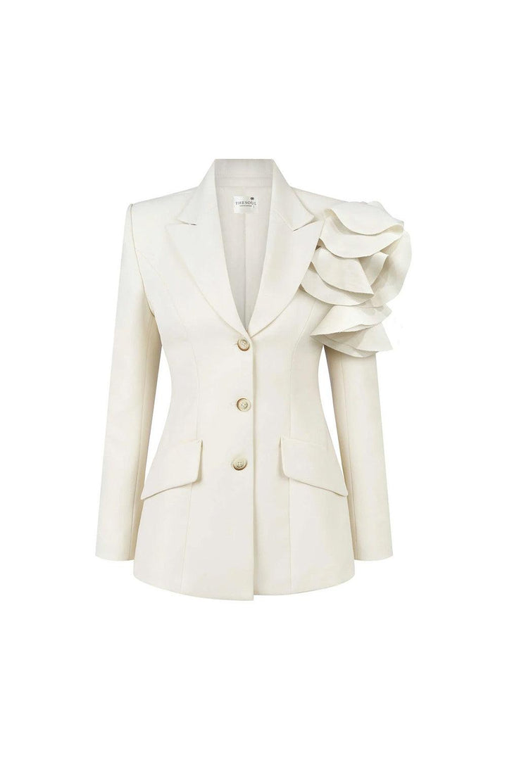 Hori Structured Ruffled Wool Blend Blazer - MEAN BLVD