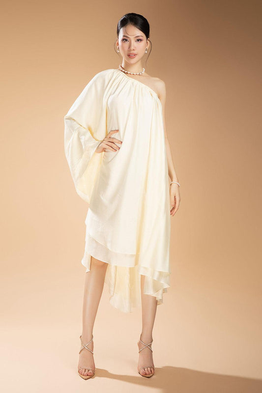 Houston Asymmetric One Shoulder Silk Organza Midi Dress - MEAN BLVD