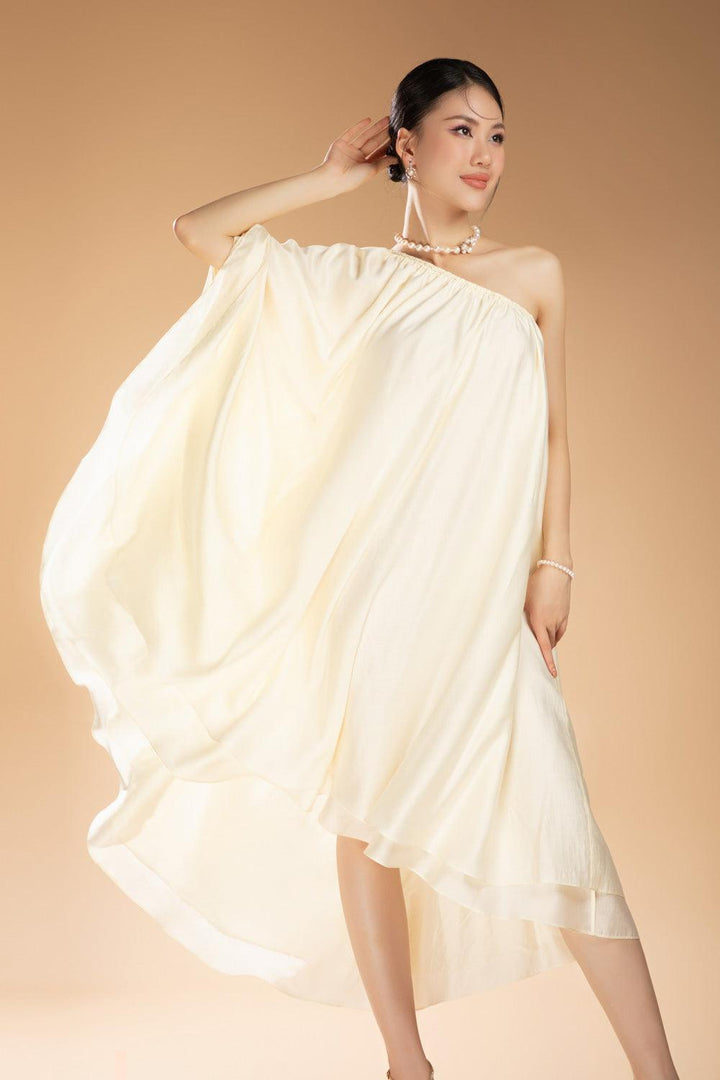Houston Asymmetric One Shoulder Silk Organza Midi Dress - MEAN BLVD