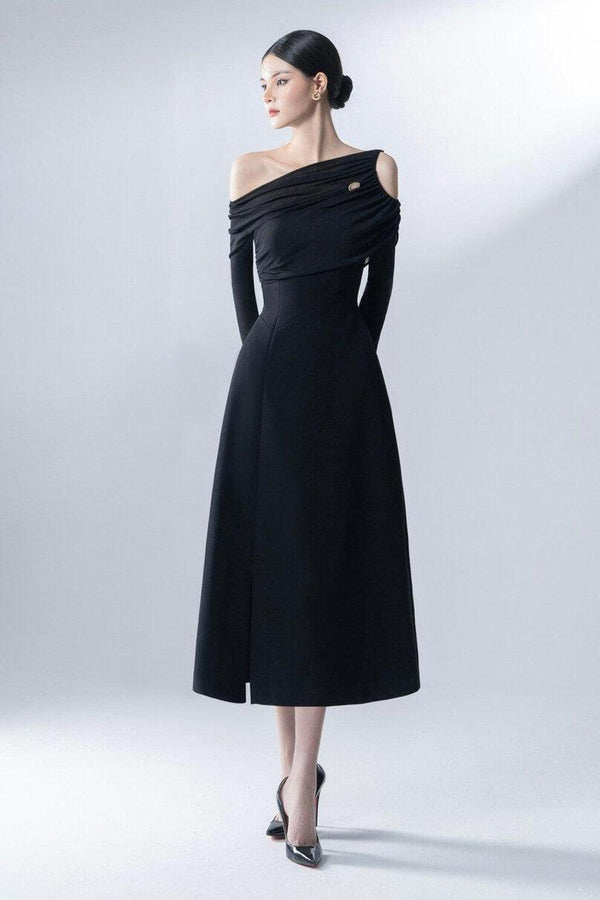 Hundred A-line Cut-Out Rain Cloth Midi Dress