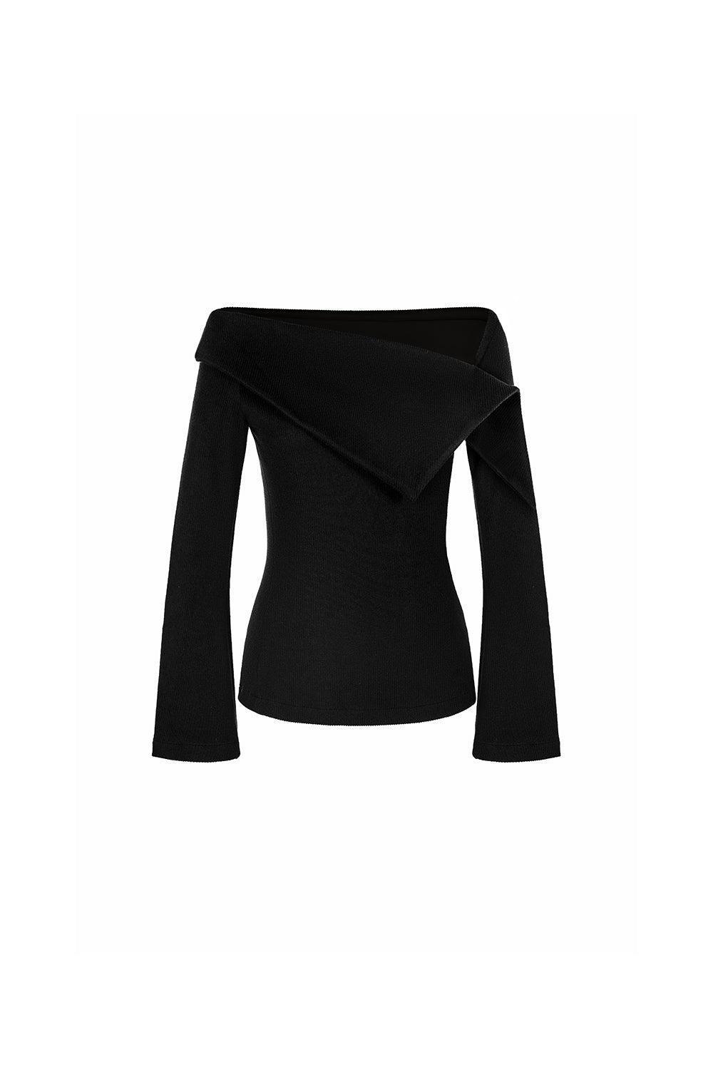 Huyen Bodycon Asymmetric Neck Elastic Ribbed Cotton Top - MEAN BLVD