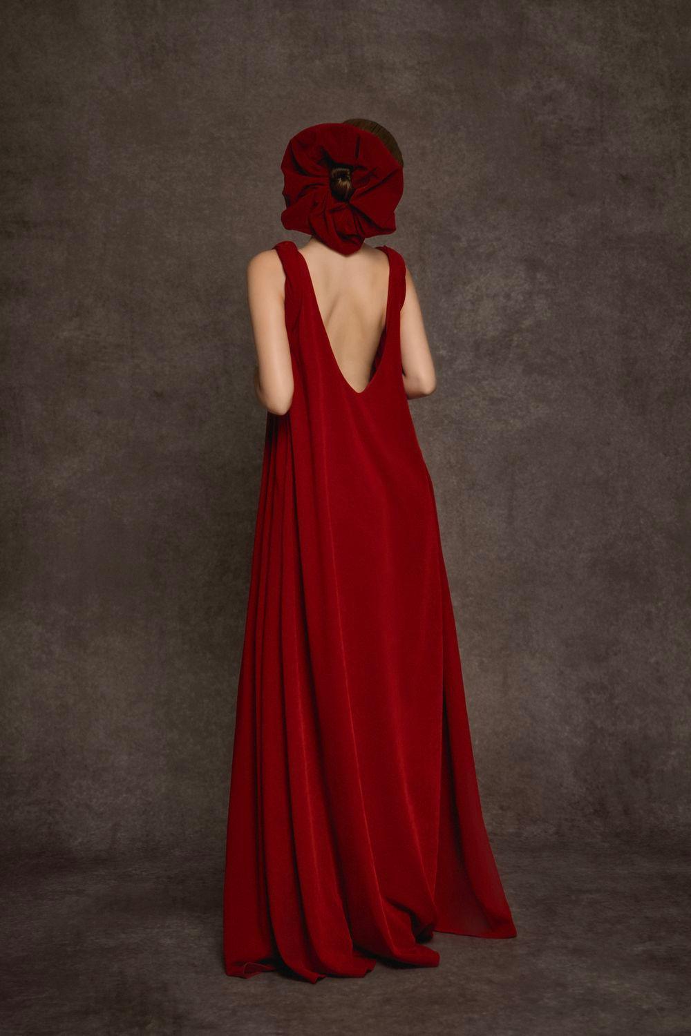 Hy Flared Strappy Velvet Floor Length Dress - MEAN BLVD
