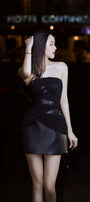 Hyna Strapless Straight Across Neck Leather Mini Dress - MEAN BLVD