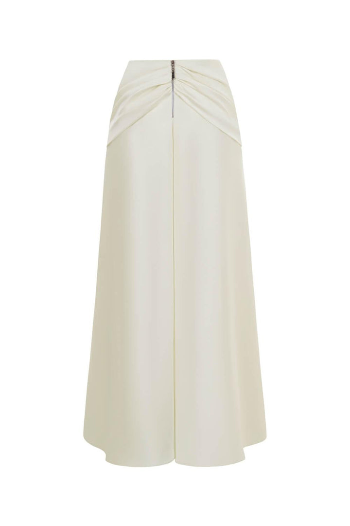 Hypatia Fit and Flare Draped Silk Satin Maxi Skirt - MEAN BLVD