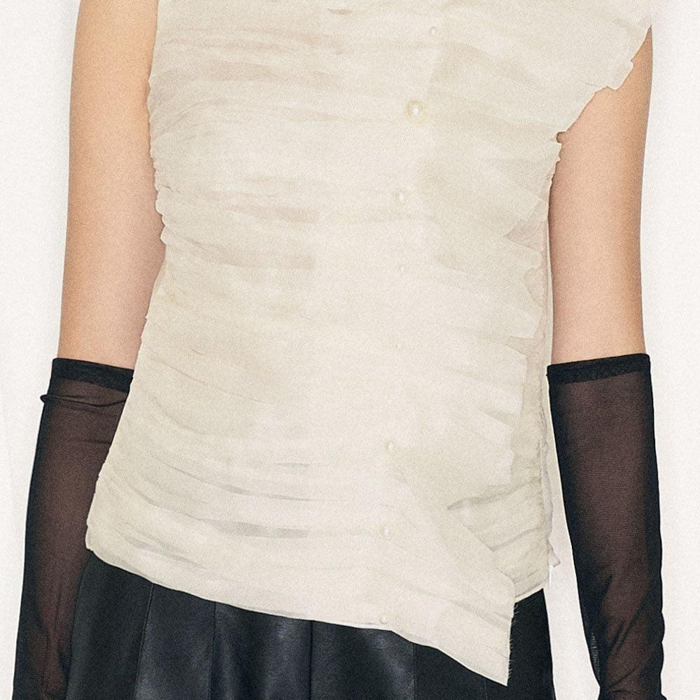 Imani Straight Asymmetric Organza Top - MEAN BLVD