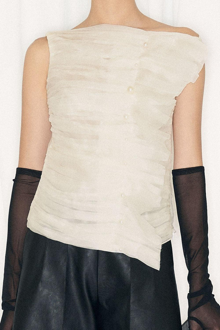 Imani Straight Asymmetric Organza Top - MEAN BLVD