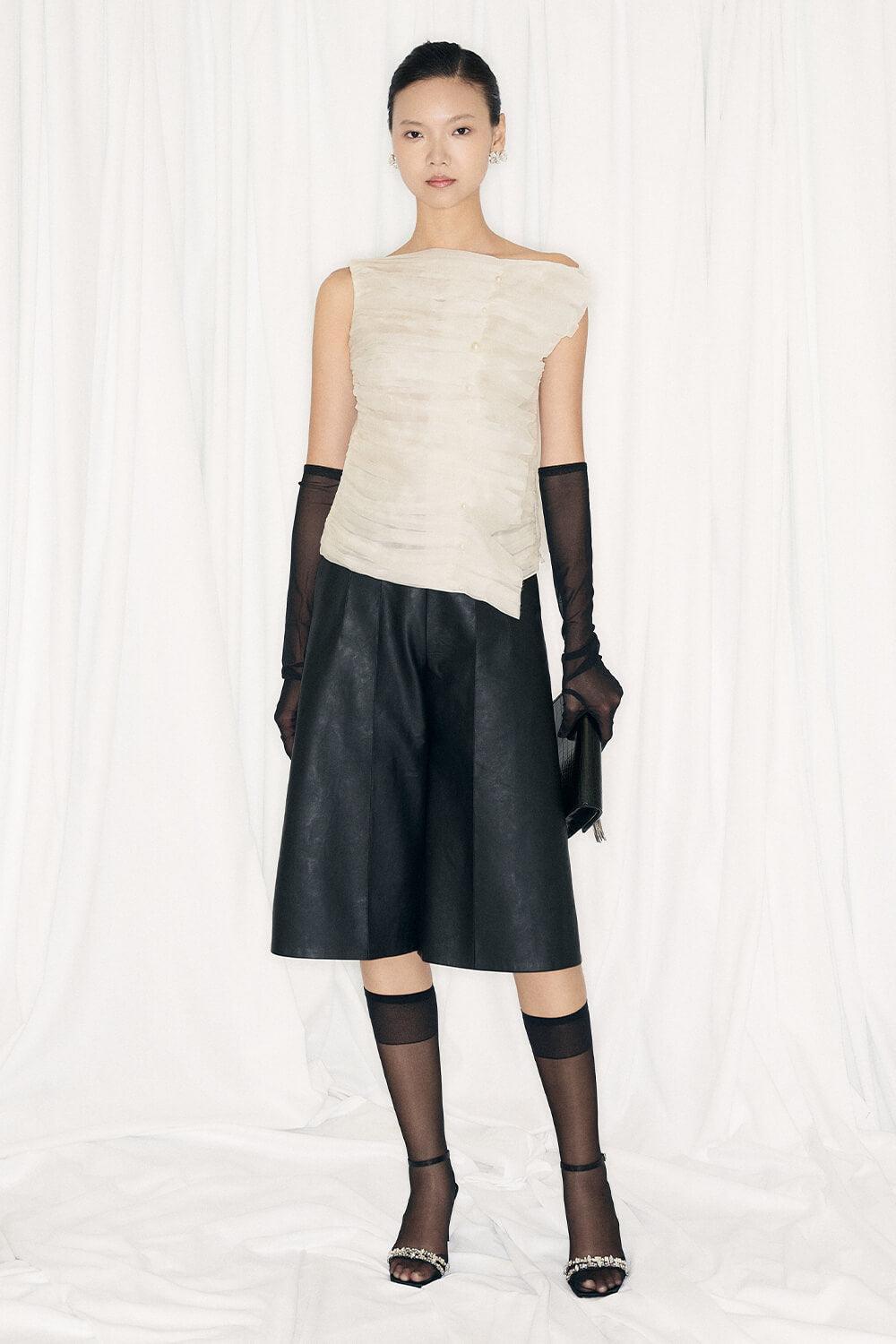 Imani Straight Wide Leg Leather Knee-length Culottes - MEAN BLVD