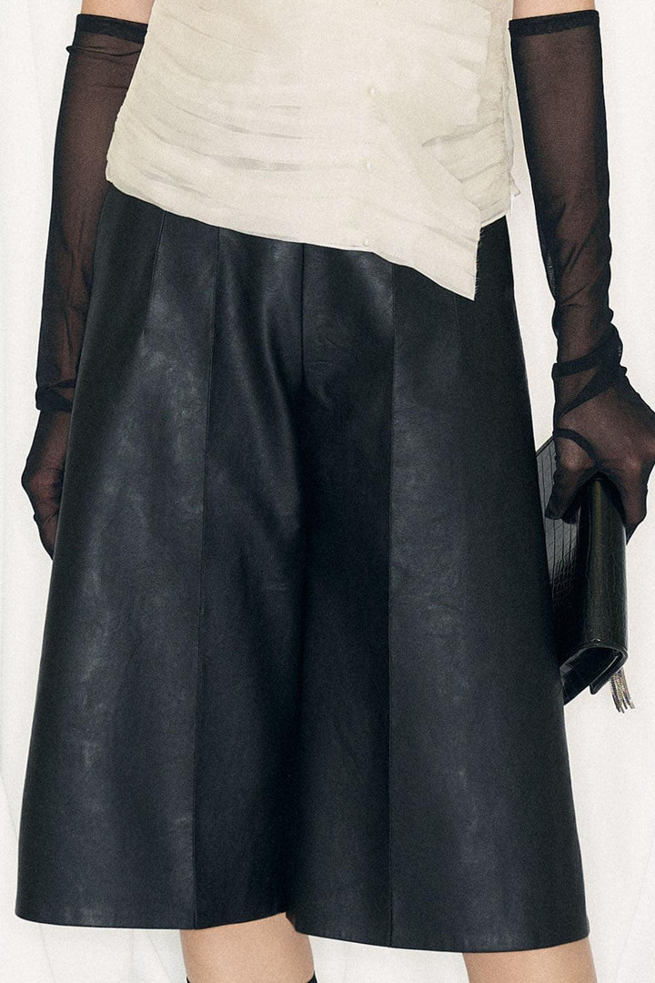Imani Straight Wide Leg Leather Knee-length Culottes - MEAN BLVD