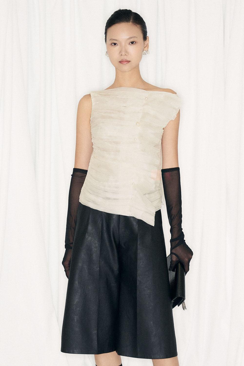 Imani Straight Wide Leg Leather Knee-length Culottes - MEAN BLVD