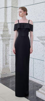 Immerse Sheath Cold Shoulder Sleeved Taffeta Silk Floor Length Dress - MEAN BLVD