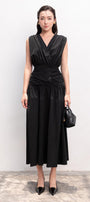 Imogen A-line V-Neck Silk Midi Dress - MEAN BLVD